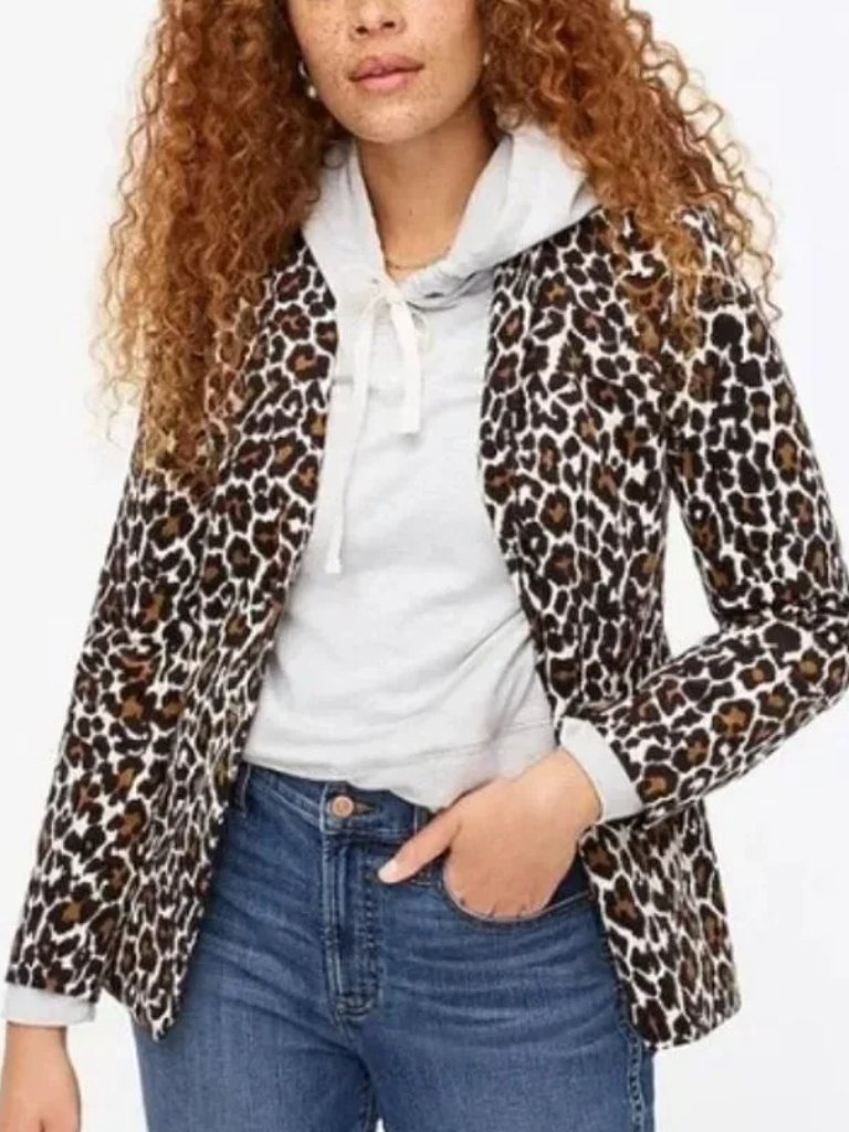 New Nwot! J. Crew Leopard Print Blazer Jacket Stretch Fitted Tailored Sz S